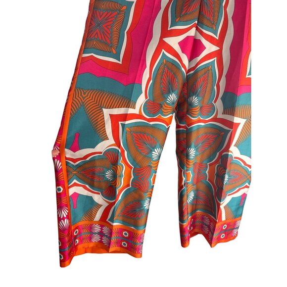 ZARA Wide-Leg Pants High Rise Small Multicolor Geometric Print Polyester - Picture 7 of 15